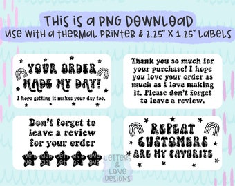 Small Business Order Packaging Bundle - PNG Thermal Printer Sticker Label Design Instant Download 2.25” x 1.25” - Letters And Love Designs