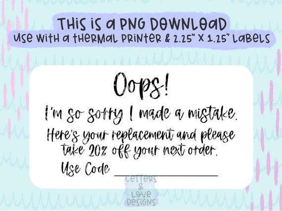 Oops I'M So Sorry I Messed Up Take 20% Off PNG Thermal Printer.