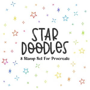 Juego de sellos Star Doodles para usar con la app Procreate para iPad y iPhone - Diseños de letras y amor