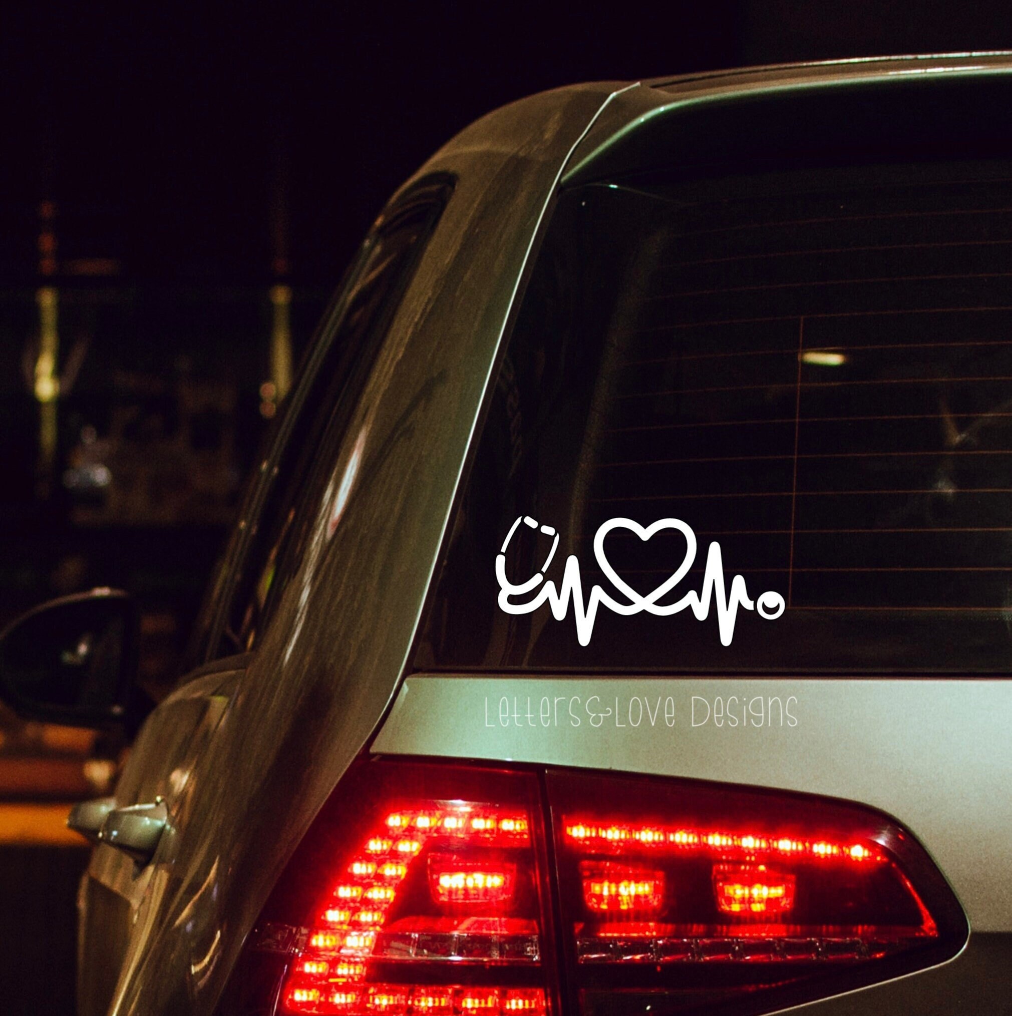 Stethoscope & Heartbeat Vinyl Decal Sticker - For Nurse, RN, Doctor, Caregiver Cars
