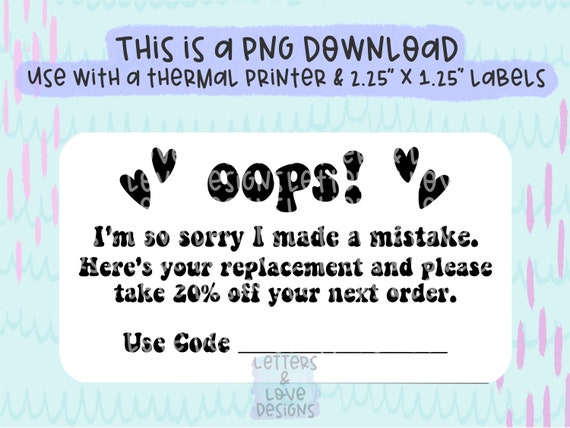 Oops I'M So Sorry I Messed Up Take 20% Off PNG Thermal Printer.