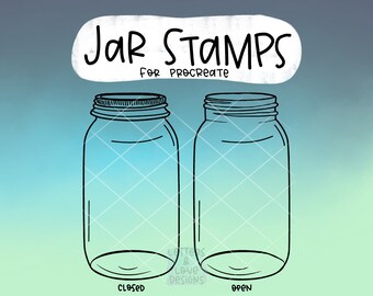 Jar Stamps For Use With iPad And iPhone Procreate App - Simple Cute Quick Easy Doodle Template - Letters And Love Designs