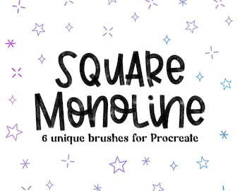 Quadratisches Monoline-Pinselset zur Verwendung mit der iPad und iPhone Procreate-App - neu aktualisiert für Procreate 5.2 - Buchstaben und Liebes-Designs