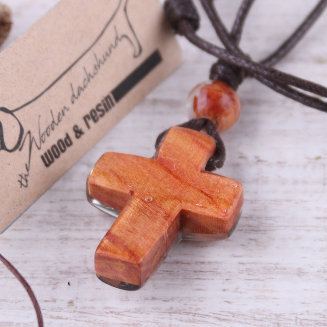 Resin Cross Necklace Wood Resin Cross Necklace Art Cross Etsy