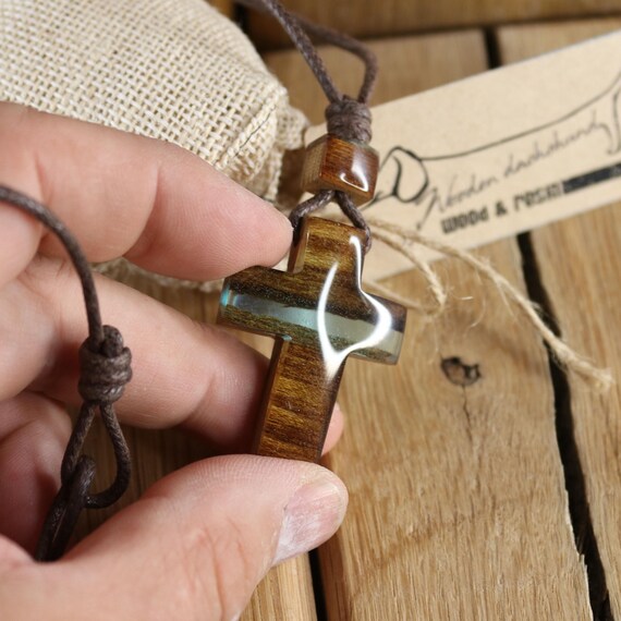 Wooden Cross Necklace Christian Jewelry Wooden Pendant Necklace