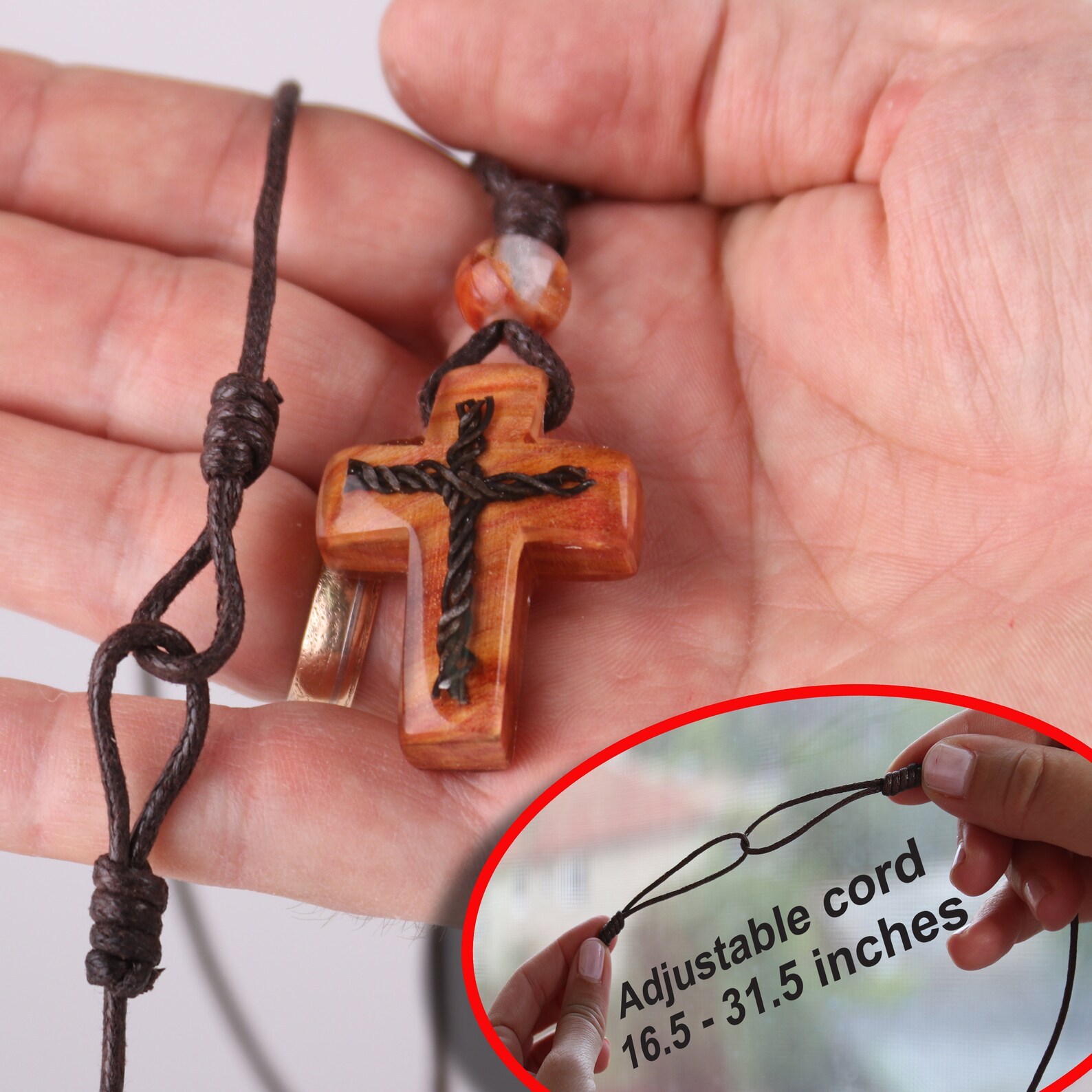 Resin Cross Necklace Wood Resin Cross Necklace Art Cross Etsy