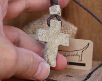 Rock From the mountain Natural Stone Jewelry with irregularly shaped Cross Unique  Pendant Stone Cross Necklace Christian Handmade Necklace