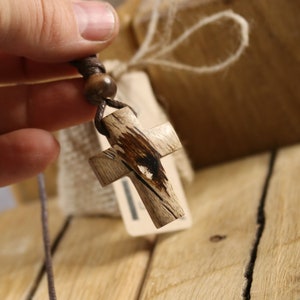 Wood Resin Cross necklace gift Unique Cross pendant