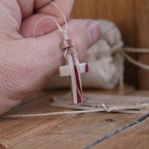 Christian Wood resin Cross necklace Unique Cross pendant