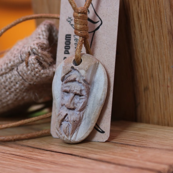 Stone Amulet Natural Jewelry Tribal Jewelry Amazing Gift Sea Stone Jewelry Beach Stone Necklace Hand Engraved Stone Jewelry Pendant Beach