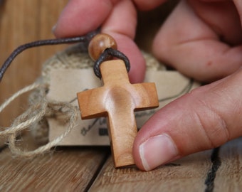 Wooden Cross Necklace Christian jewelry Wooden Pendant Necklace Wood Jewelry  Wood Pendant Wood Gift Unique Jewelry Unisex Cross