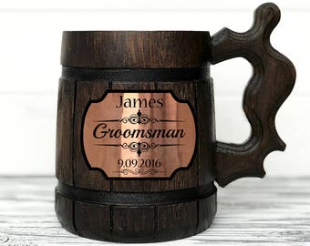 Personalized Groomsmen Gift Groomsman Mug Personalized Best Man Gift Wooden Beer Mug Personalized Wedding Gift Grooms Gift Groomsman Gift #2