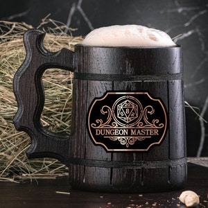 Dungeon Master Personalized Mug. Dungeon and Dragons Mug Custom Beer Steins D&D Mug Gamer Dungeon Master Wooden Beer Tankard Gamer Gift #145