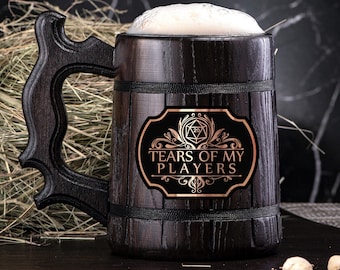 Tears Of My Players Mug. Dungeon and Dragons Mug Custom Beer Steins D&D Mug Gamer Dungeon Master Wooden Beer Tankard Gamer Gift #664