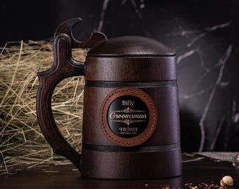 Gepersonaliseerde bruidsjonkers cadeau stalknecht mok gepersonaliseerde getuige cadeau houten biermok gepersonaliseerde huwelijkscadeau stalknecht cadeau stalknecht cadeau #2