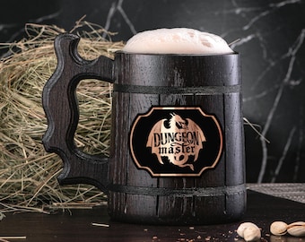 Dungeon Master Personalized Mug. Dungeon and Dragons Mug Custom Beer Steins D&D Mug Gamer Dungeon Master Wooden Beer Tankard Gamer Gift #675