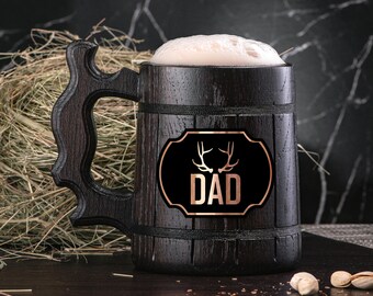 Father's Day Gift, Gift for Dad, Personalized Dad Mug, Wooden Beer Mug, Beer Stein, Dad Gift, Father's Day Mug, Gift for Father Mug #177