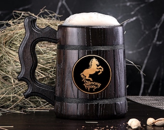 Christmas Gift Prancing Pony Mug Gift. Prancing Pony Pub Inspired Tankard. Personalized Gift for Men. Beer Stein #75