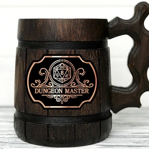 Dungeon Master Personalized Mug. Dungeon and Dragons Mug Custom Beer Steins D&D Mug Gamer Dungeon Master Wooden Beer Tankard Gamer Gift #145