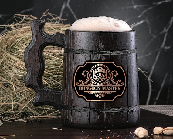 Dungeon Master Personalized Mug. DnD Mug Custom Beer Steins D&D Mug Gamer Wooden Beer Tankard Gamer Gift #145