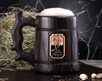 Green Dragon Mug Gift Tankard. Custom Beer Stein Personalized Christmas Gifts for Men #94