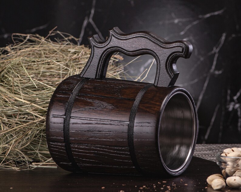 Personalized Wooden Mug. Pirate Skull Mug. Wooden Beer Mug. Groomsman Pirate Party Gifts. Custom Wood Steins Tankard #139 image 7