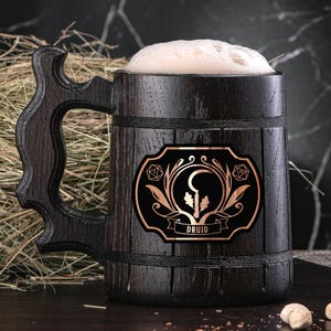 Druid Class Personalized Mug. DD Mug Custom Beer Steins D&D Mug Gamer DM Wooden Beer Tankard Gamer Gift #919