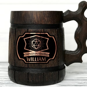 Personalized Dungeon Master Mug D&D Mug Gamer Dungeon and Dragons Mug Dungeon Master Custom Beer Steins Wooden Beer Tankard Gamer Gift 141 image 1