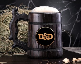 Tazza Dungeon and Dragons. Tazza D&D. Tazza personalizzata per giocatori. Boccali di legno personalizzati. Boccale di birra in legno. Regali personalizzati per uomo #86