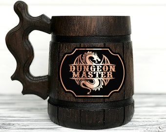 Dungeon Master Personalized Mug. Dungeon and Dragons Mug Custom Beer Steins D&D Mug Gamer Dungeon Master Wooden Beer Tankard Gamer Gift #677