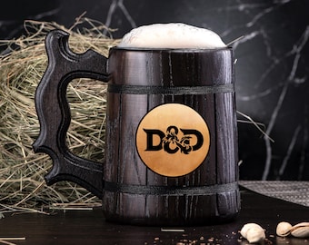 Tazza Dungeon and Dragons. Tazza D&D. Tazza personalizzata per giocatori. Boccali di legno personalizzati. Boccale di birra in legno. Regali personalizzati per uomo #90