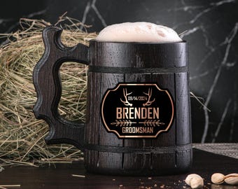 Presente para padrinho, caneca para padrinho, presente personalizado para padrinho, presente personalizado, presente personalizado para padrinho, caneca de cerveja de madeira, presente para noivos #174