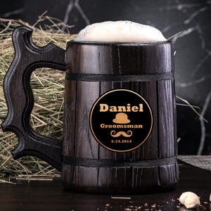 Personalized Groomsmen Gift. Custom Stein. Wooden Beer Mug. Personalized Tankard Best Man Gift. Wedding Gift. Groom Gift. Groomsman Gift #9