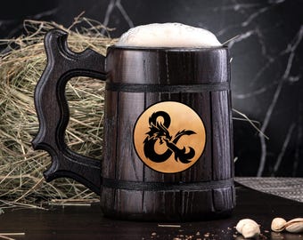 Tazza Dungeon and Dragons. Tazza personalizzata per giocatori. Tazza D&D Boccale di legno Boccali da birra personalizzati. Boccale da birra in legno. Regali personalizzati per uomini #105