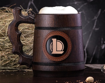 Taza de League of Legends, regalo personalizado para gamer, jarra de cerveza de madera, jarra de cerveza personalizada, regalo para esposo, regalo geek para gamer #311
