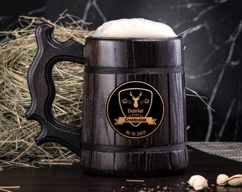 Personalized Groomsmen Gift. Wooden Beer Mug Groomsman Personalized Best Man Gift. Personalized Wedding Gift. Grooms Gift Groomsman Gift #57