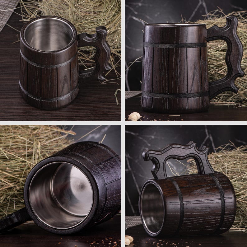Personalized Wooden Mug. Pirate Skull Mug. Wooden Beer Mug. Groomsman Pirate Party Gifts. Custom Wood Steins Tankard #139 image 5