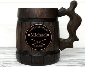 Personalized Groomsmen Gift. Wooden Beer Mug. Groomsman Personalized Best Man Gift. Personalized Wedding Gift. Groom Gift Groomsmen Gift #10