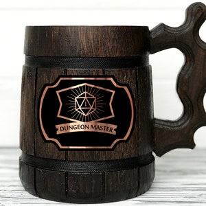 Personalized Dungeon Master Mug D&D Mug Gamer Dungeon and Dragons Mug Dungeon Master Custom Beer Steins Wooden Beer Tankard Gamer Gift 141 image 2