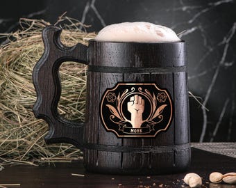 Monk Class Personalized Mug Dungeon and Dragons Mug Custom Beer Steins D&D Mug Gamer Dungeon Master Wooden Beer Tankard Gamer Gift #929