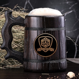 Dungeon Master Personalized Mug D&D Mug Gamer Dungeon and Dragons Mug Dungeon Master Custom Beer Steins Wooden Beer Tankard Gamer Gift #142