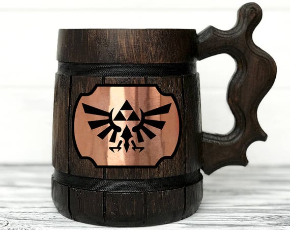 Legend of Zelda Mug. Zelda Gift. Zelda Stein. Zelda Ornament Triforce Gamer  Mug Custom Beer Steins Wooden Beer Tankard. Gifts for Gamer 100 