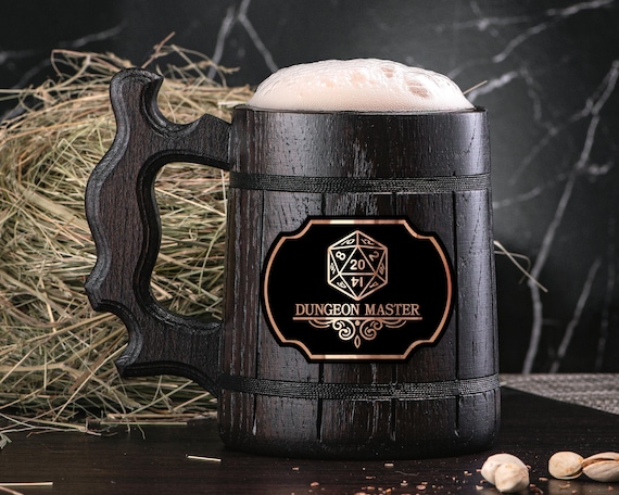 Dungeon Master Mug. Personalized Dungeon and Dragons Mug Gamer Gift Custom Beer Steins D&D Mug Gamer Dungeon Master Wooden Beer Tankard #150