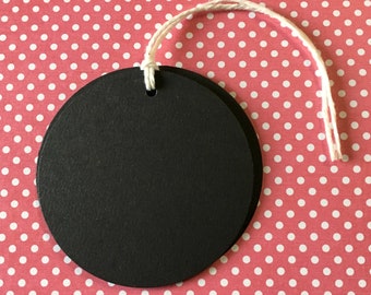 Round Black Tags (50) - big blank tags 2.5" diameter . solid or striped bakers twine ties included . product labels Etsy seller supplies