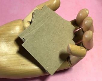 100 mini kraft chipboard cards, 2x2 square/rounded corners, Etsy seller supplies, arts/crafts blank cards, small cardboard cards, art supply