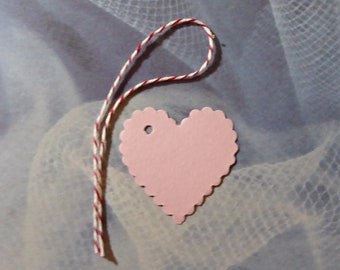25 scalloped heart tags pink tags product tags price tags gift tags hang tags wedding tags blank tags  jewelry tags etsy seller supplies