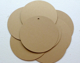 Große runde Kraftpapieranhänger (250) - leere Kreisanhänger mit einem Durchmesser von 6,5 cm. DIY Tags für dein Business, Etsy Shop, Hochzeit oder Geschenke. rustikale Etiketten