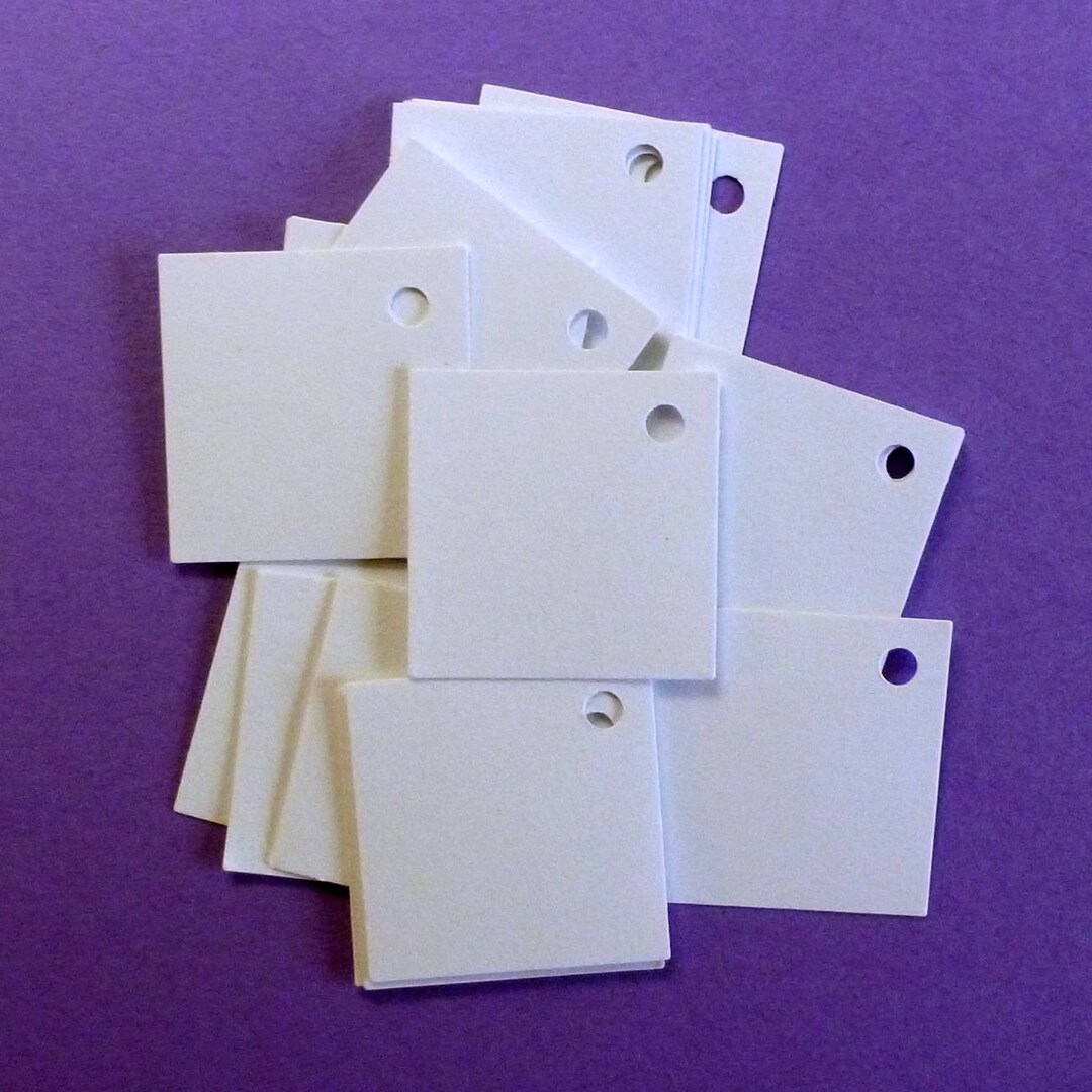 100 Mini Tags Jewelry Tags Square Tags White Tags W String Etsy UK