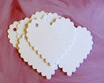 Etiquetas grandes con forma de corazón festoneado (50): etiquetas elegantes para regalos, regalos de boda, etiquetas de precio, libros de visitas, etiquetas en blanco con bonitos corazones de papel.