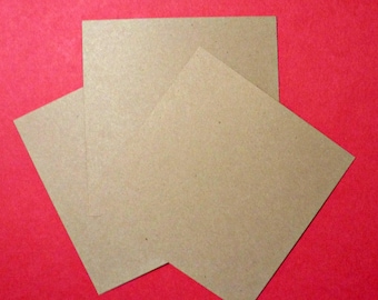 Kraft Cards 3” Square (50) - small blank flat note cards blank cards . thank you, gifts, weddings, arts and crafts . kraft paper goods